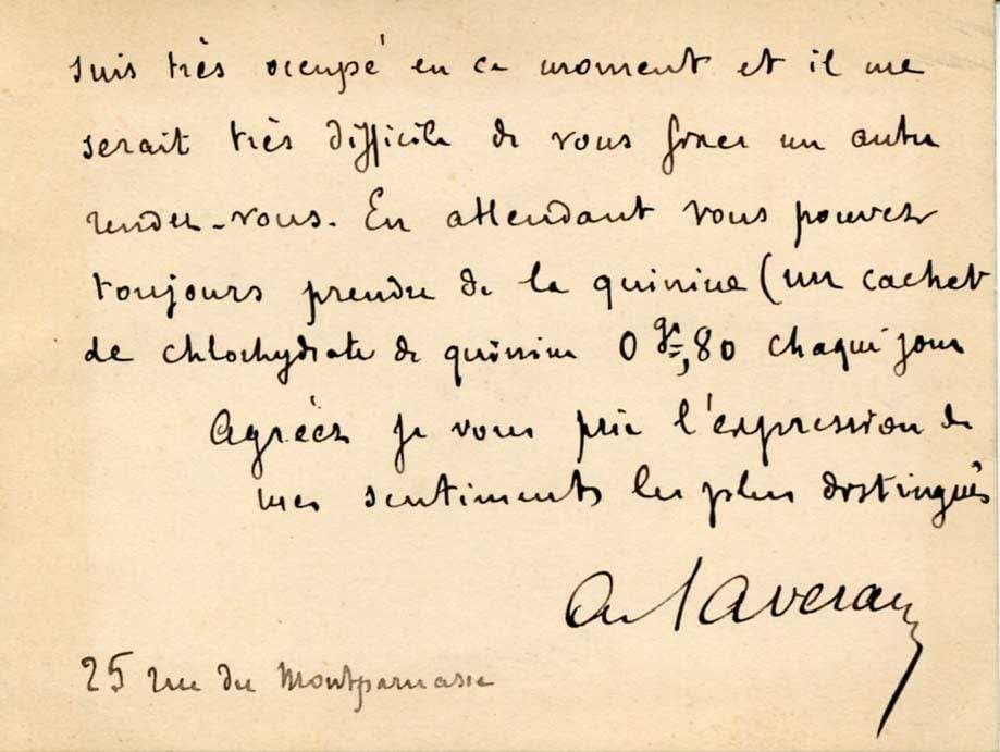Laveran, Charles Louis Alphonse autograph