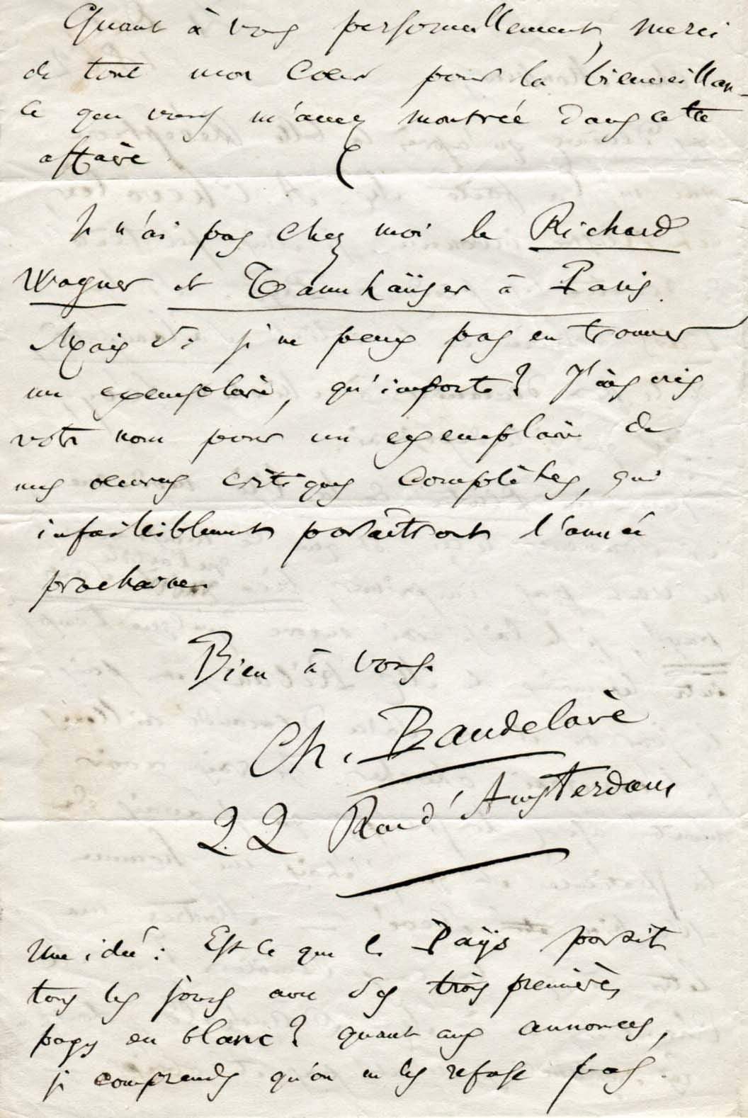 Baudelaire, Charles autograph