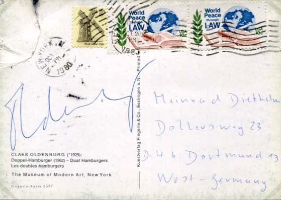 Claes Oldenburg Autograph Autogramm | ID 7413328314517