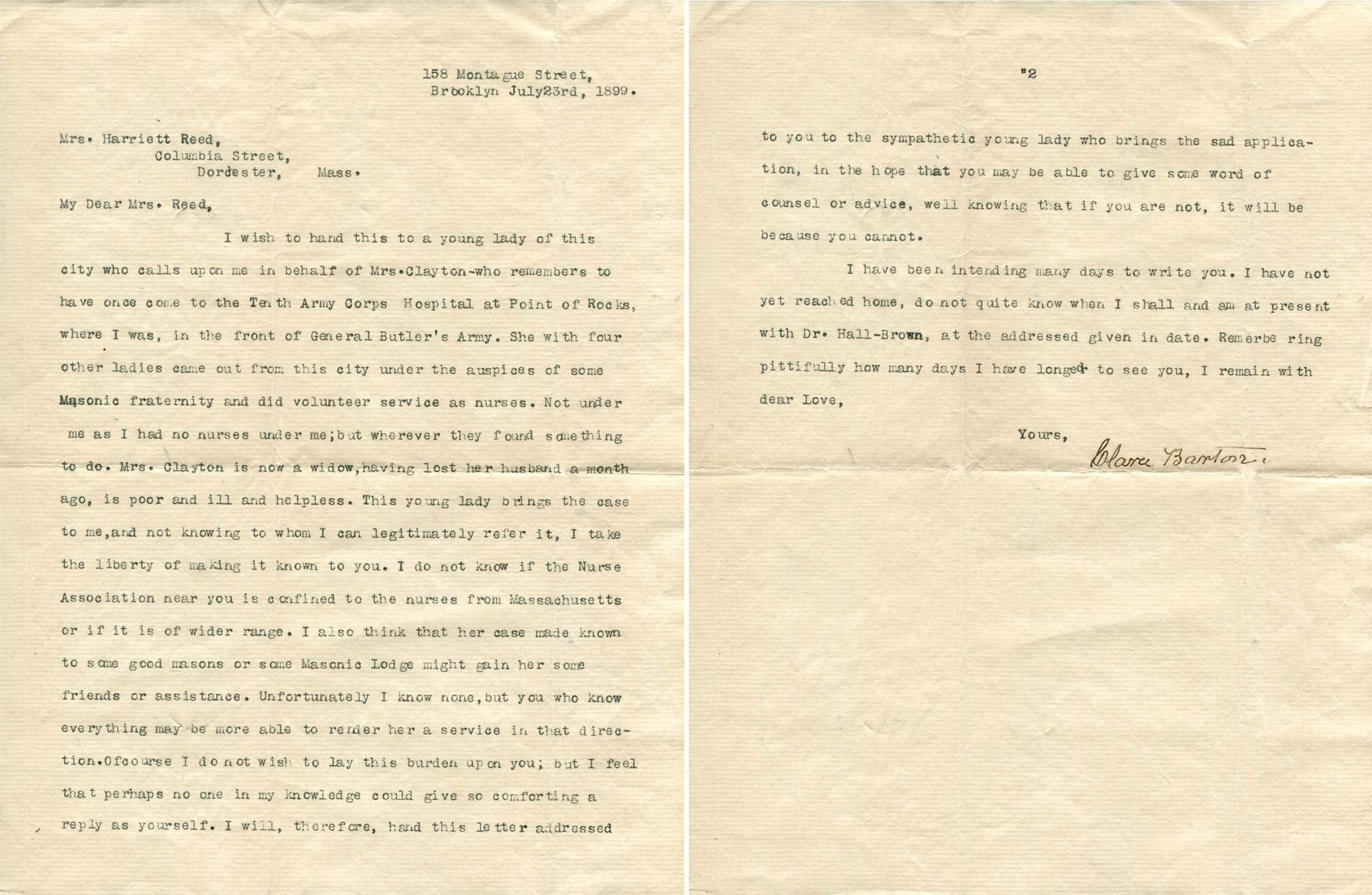 Barton, Clara autograph