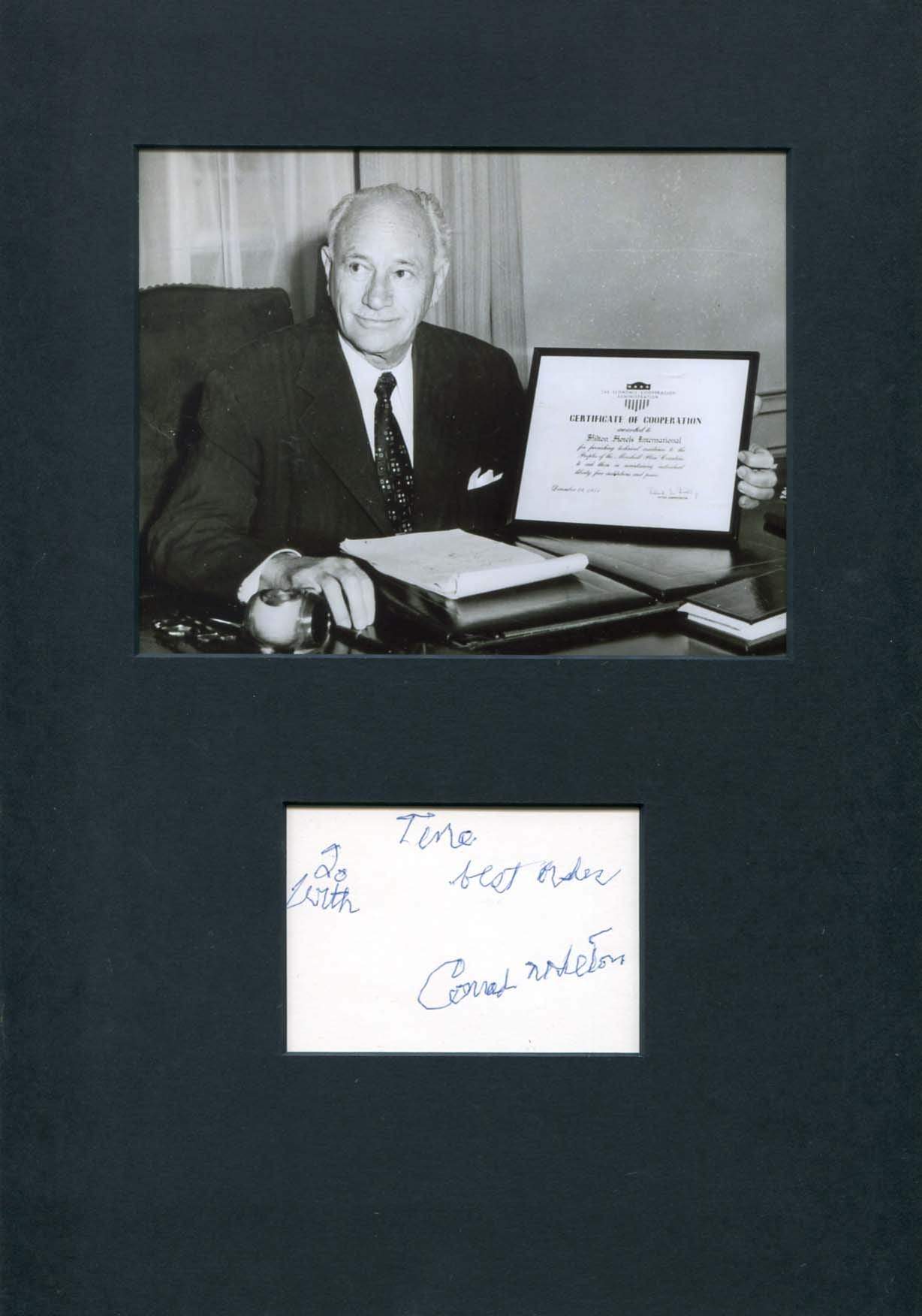 Hilton, Conrad Nicholson autograph