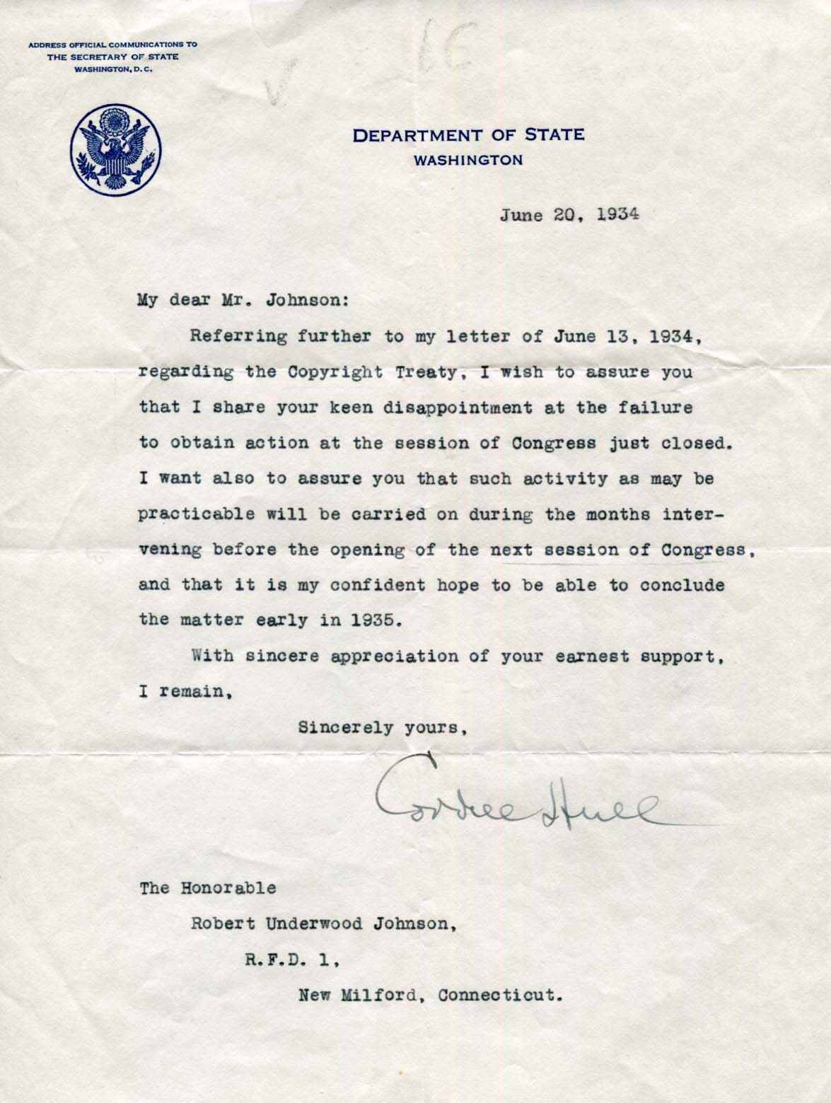 Cordell Hull Autograph