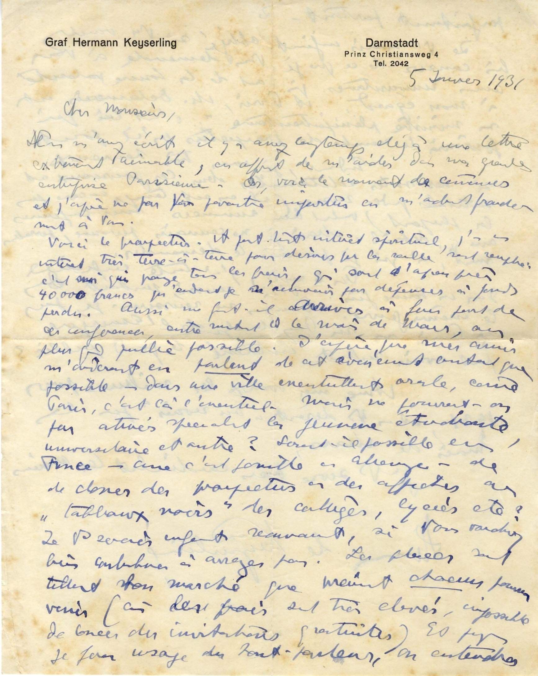 von Keyserling, Hermann autograph