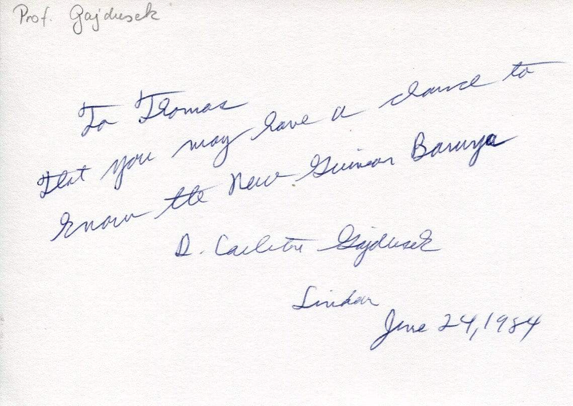 Gajdusek, Daniel Carleton autograph