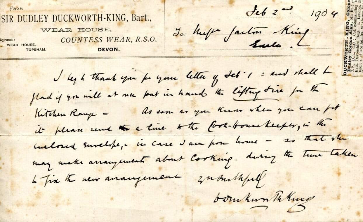 5th Baronet, Dudley Gordon Alan Duckworth-King autograph