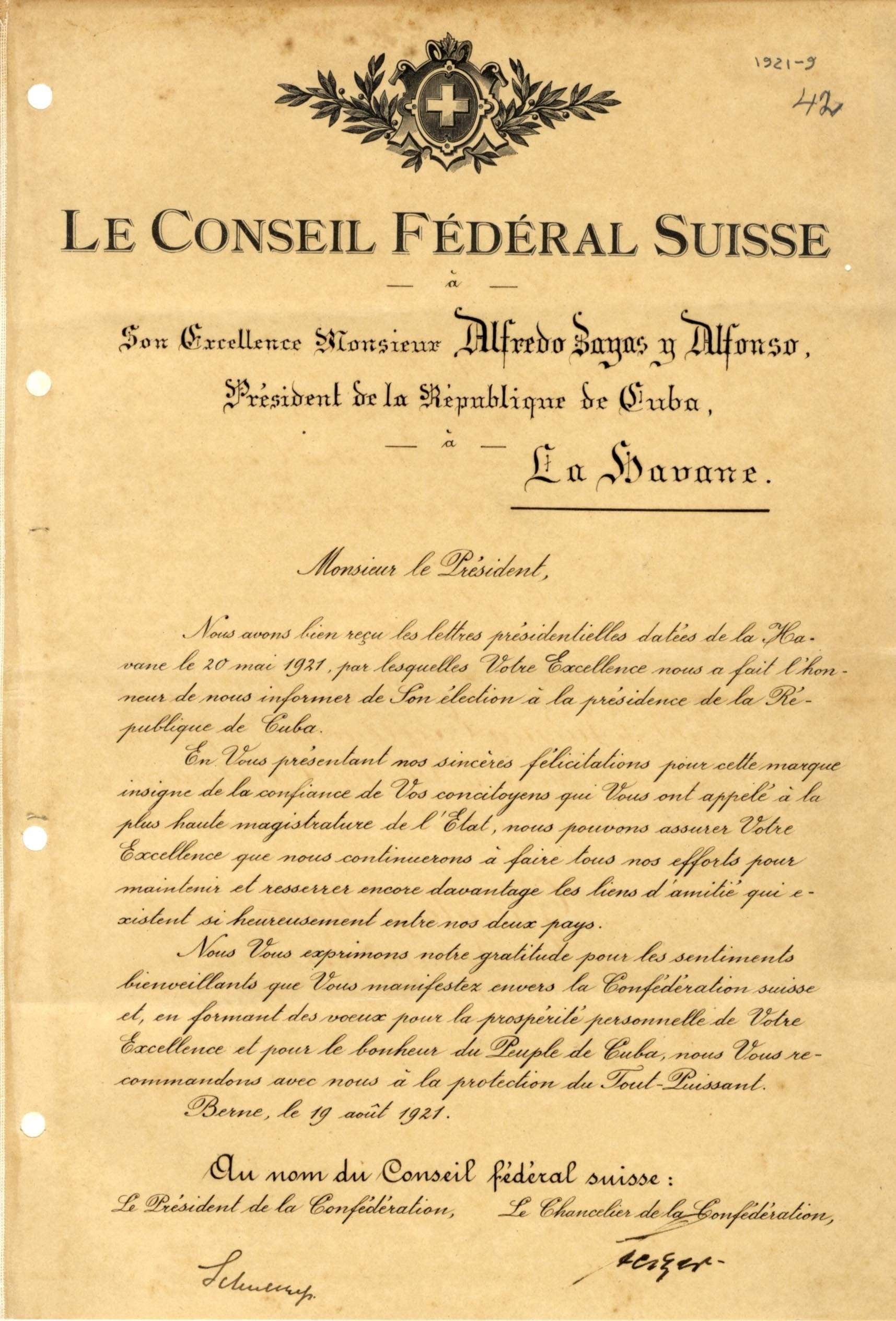 Schulthess, Edmund & von Steiger, Adolf autograph