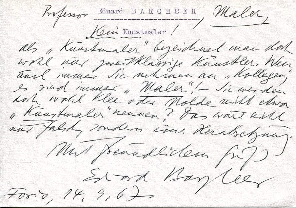 Bargheer, Eduard autograph