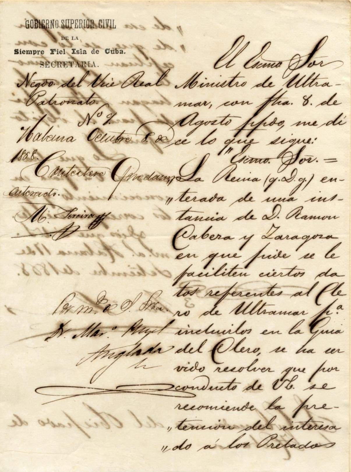 de Lersundi y Hormaechea, Francisco autograph