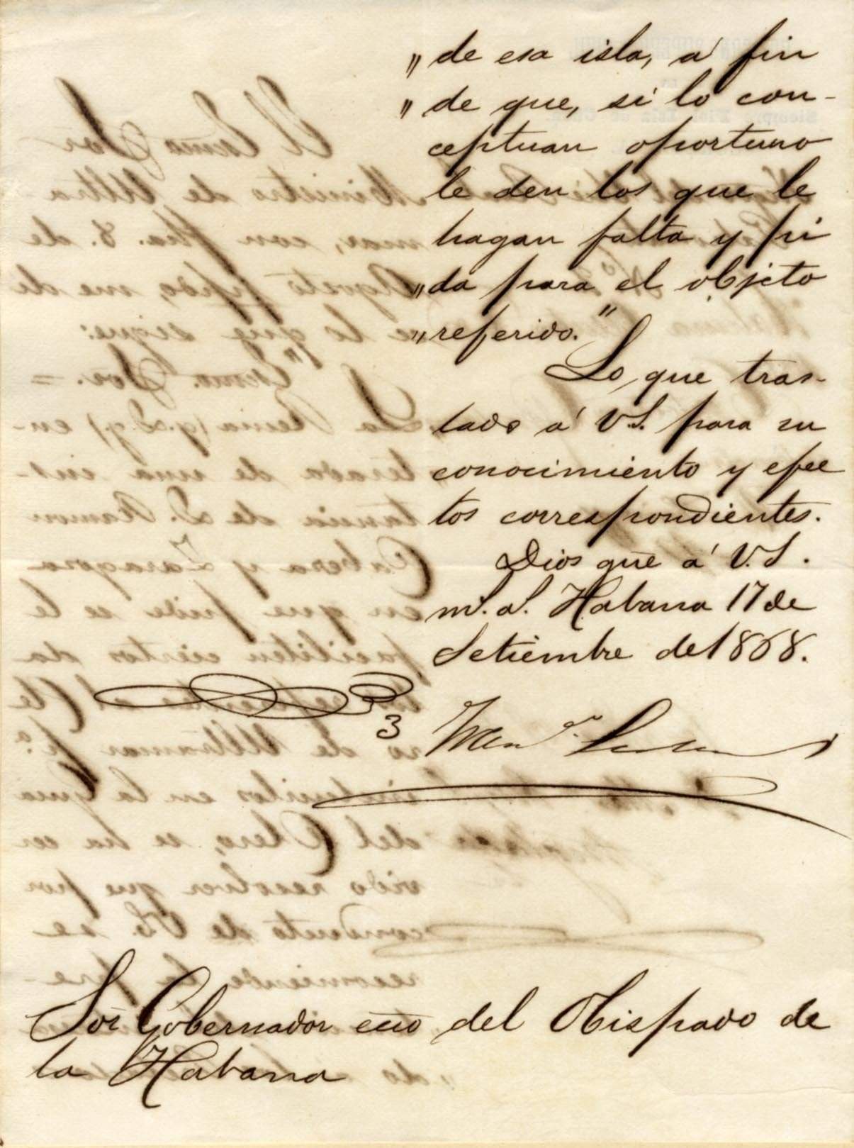 de Lersundi y Hormaechea, Francisco autograph