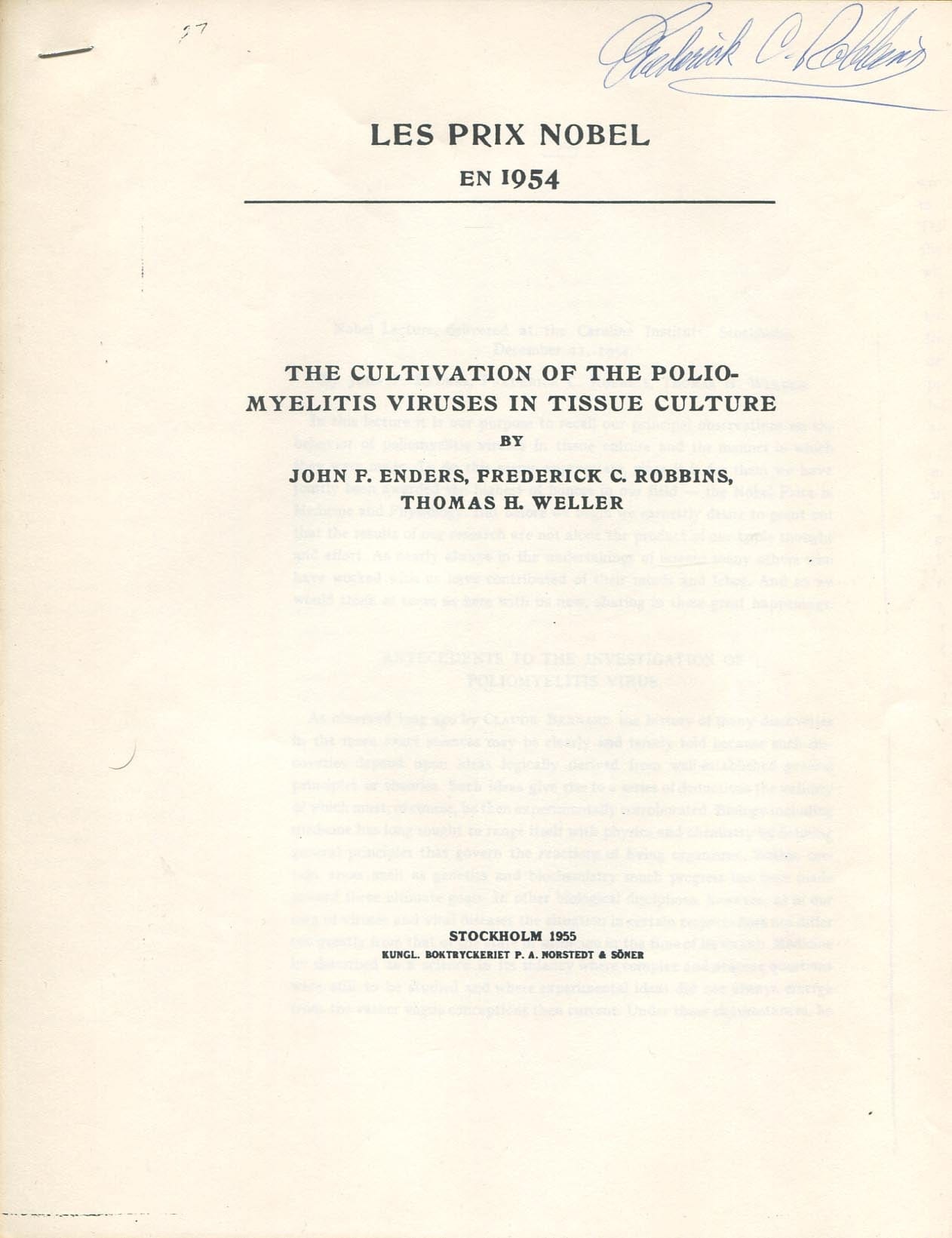 Frederick Chapman Robbins Autograph Autogramm | ID 7302842155157