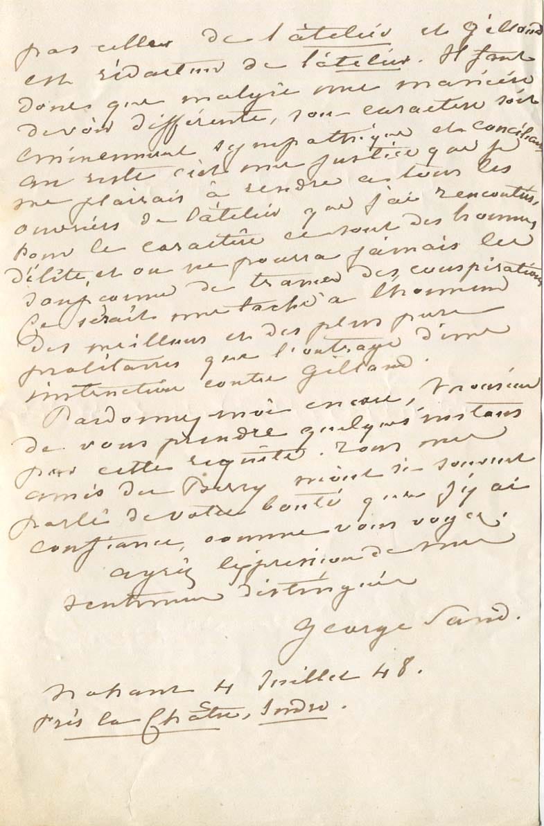 George Sand Autograph