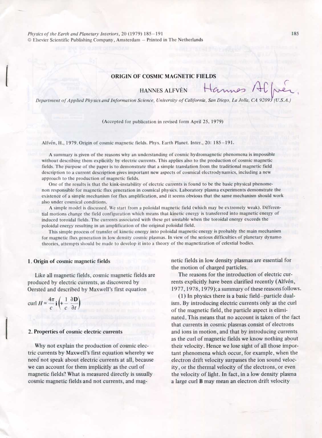 Hannes Olof Gösta Alfvén Autograph Autogramm | ID 7810508456085