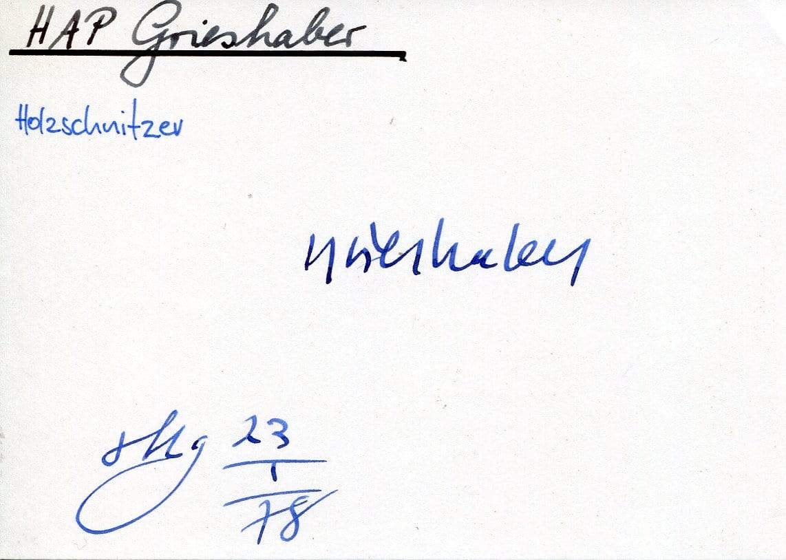 Grieshaber, HAP autograph