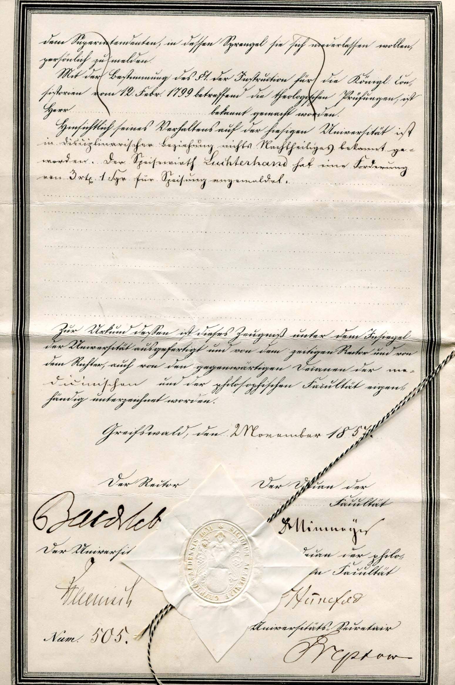 Bardeleben, Heinrich Adolf von autograph