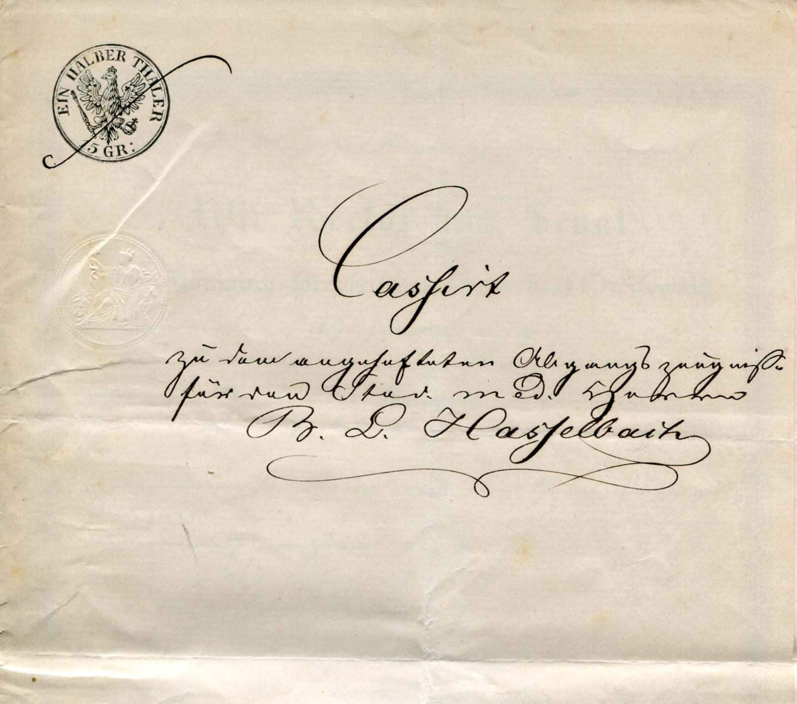Bardeleben, Heinrich Adolf von autograph