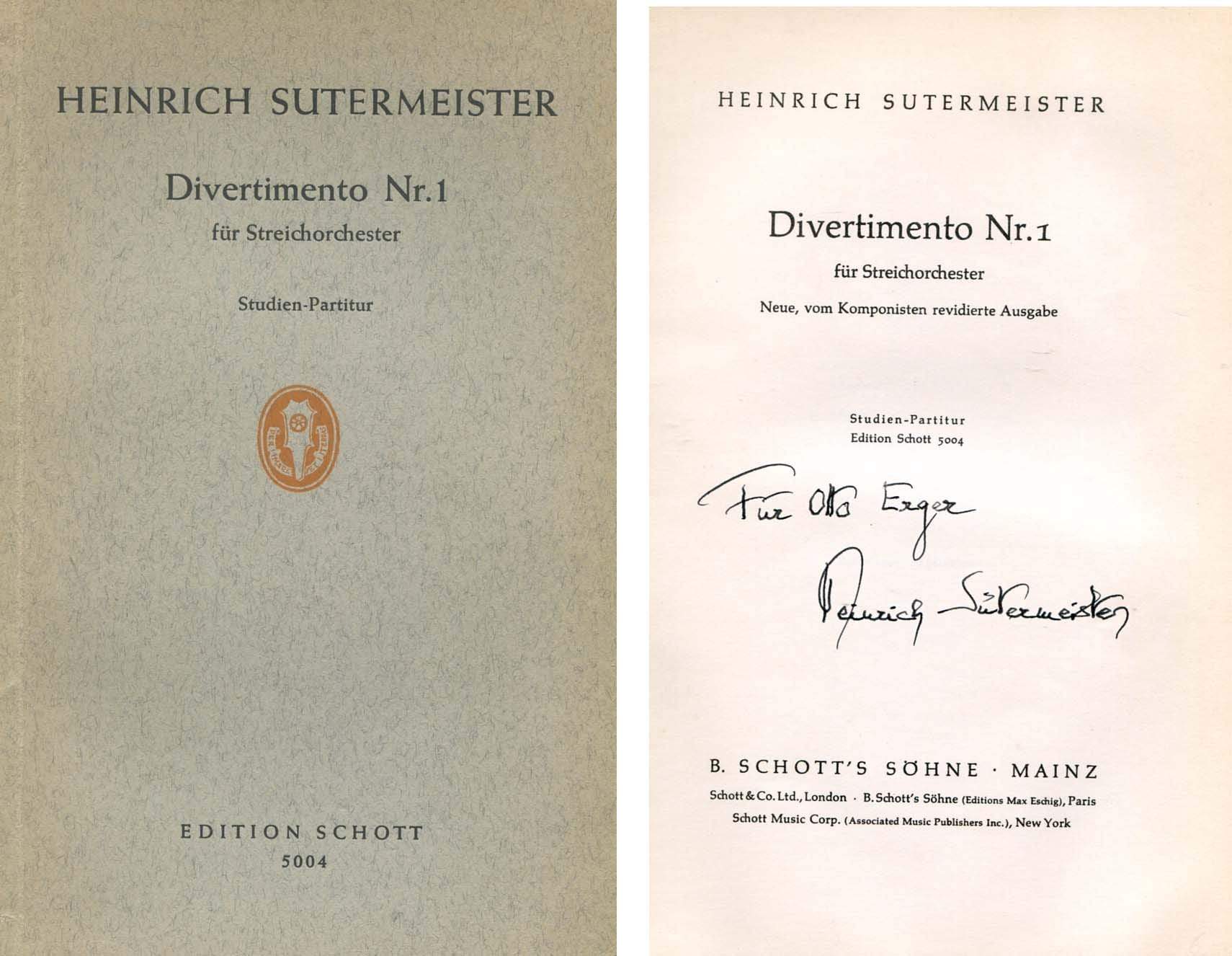 Sutermeister, Heinrich autograph