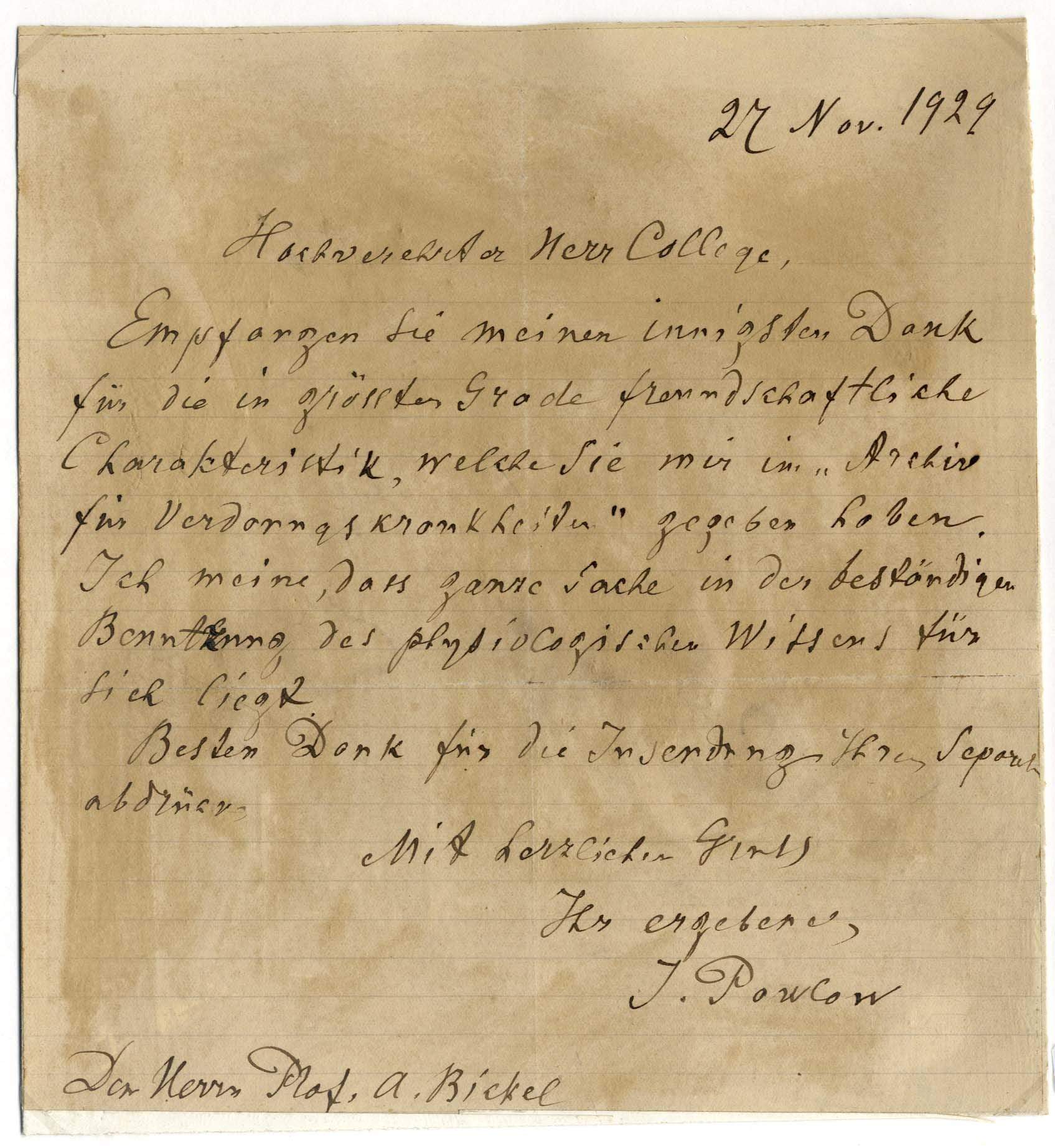 Pavlov, Ivan autograph