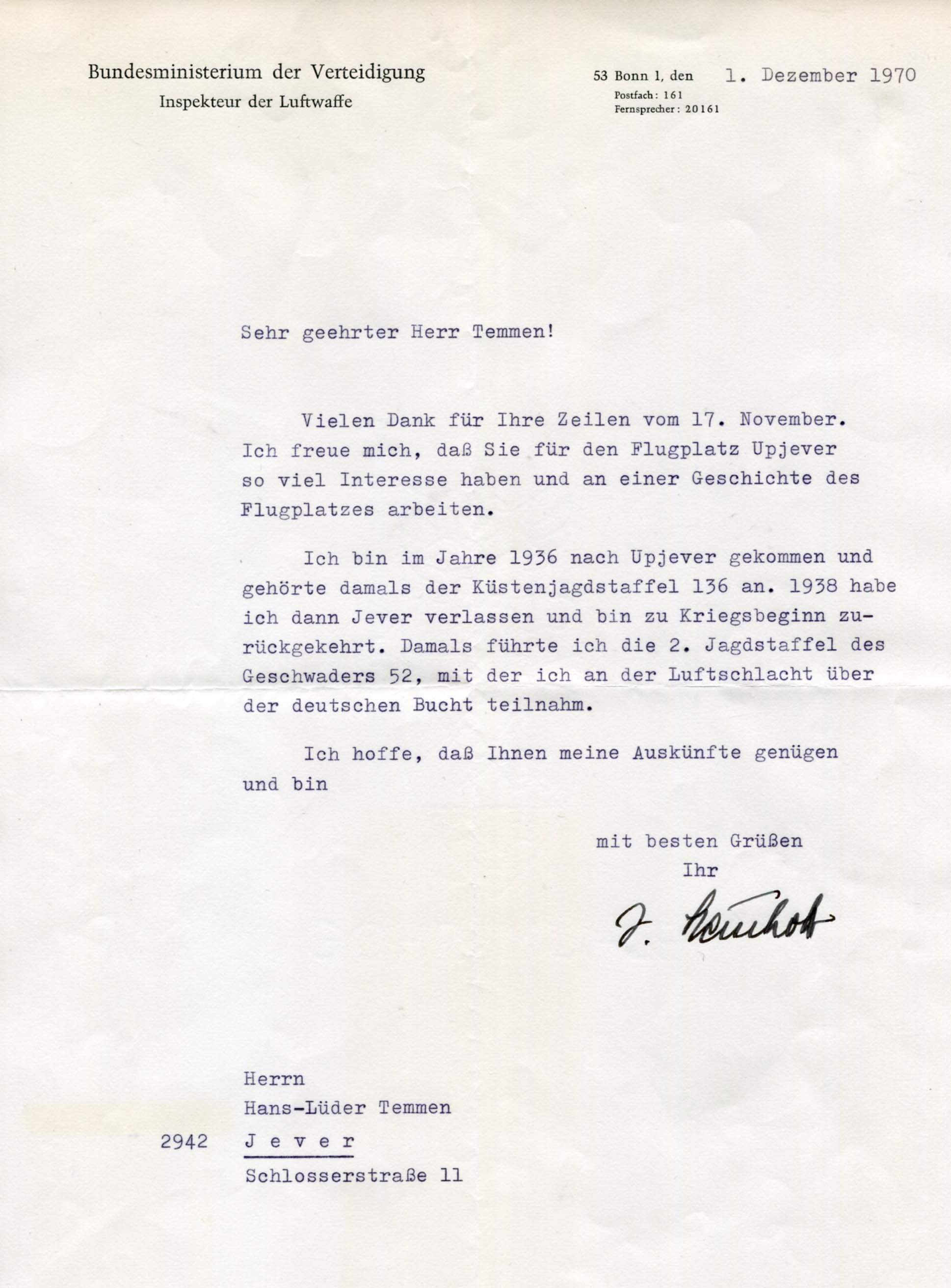 Steinhoff, Johannes autograph