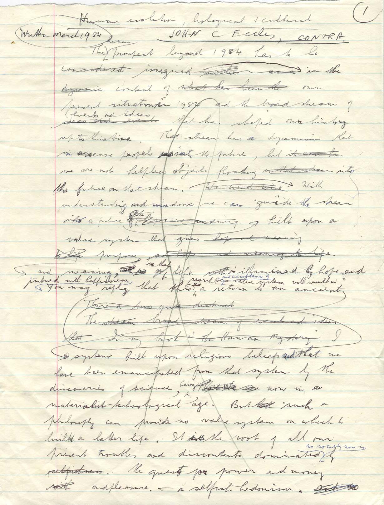 Eccles, John Carew autograph