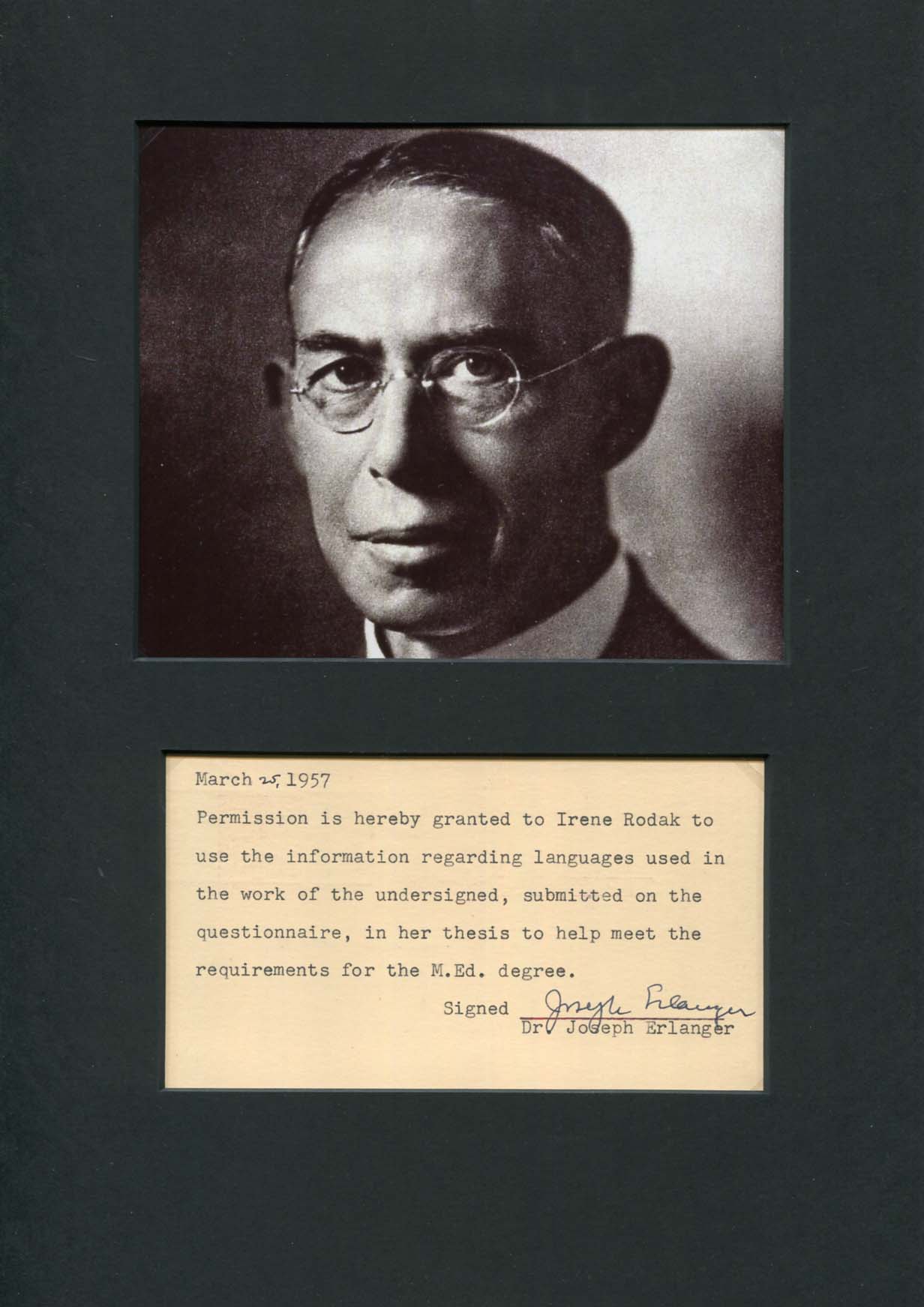 Joseph Erlanger Autograph Autogramm | ID 7125163638933