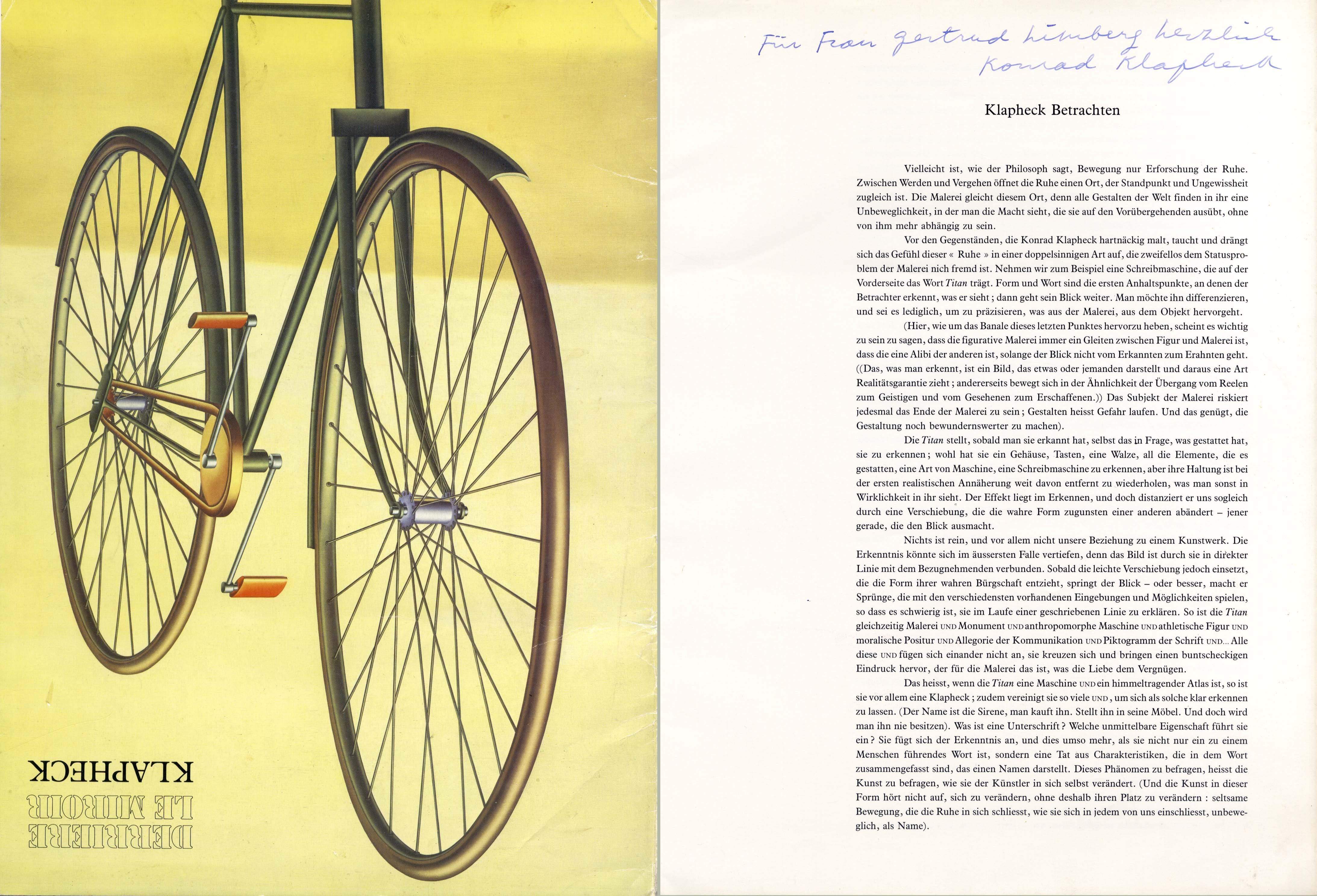 Klapheck, Konrad autograph