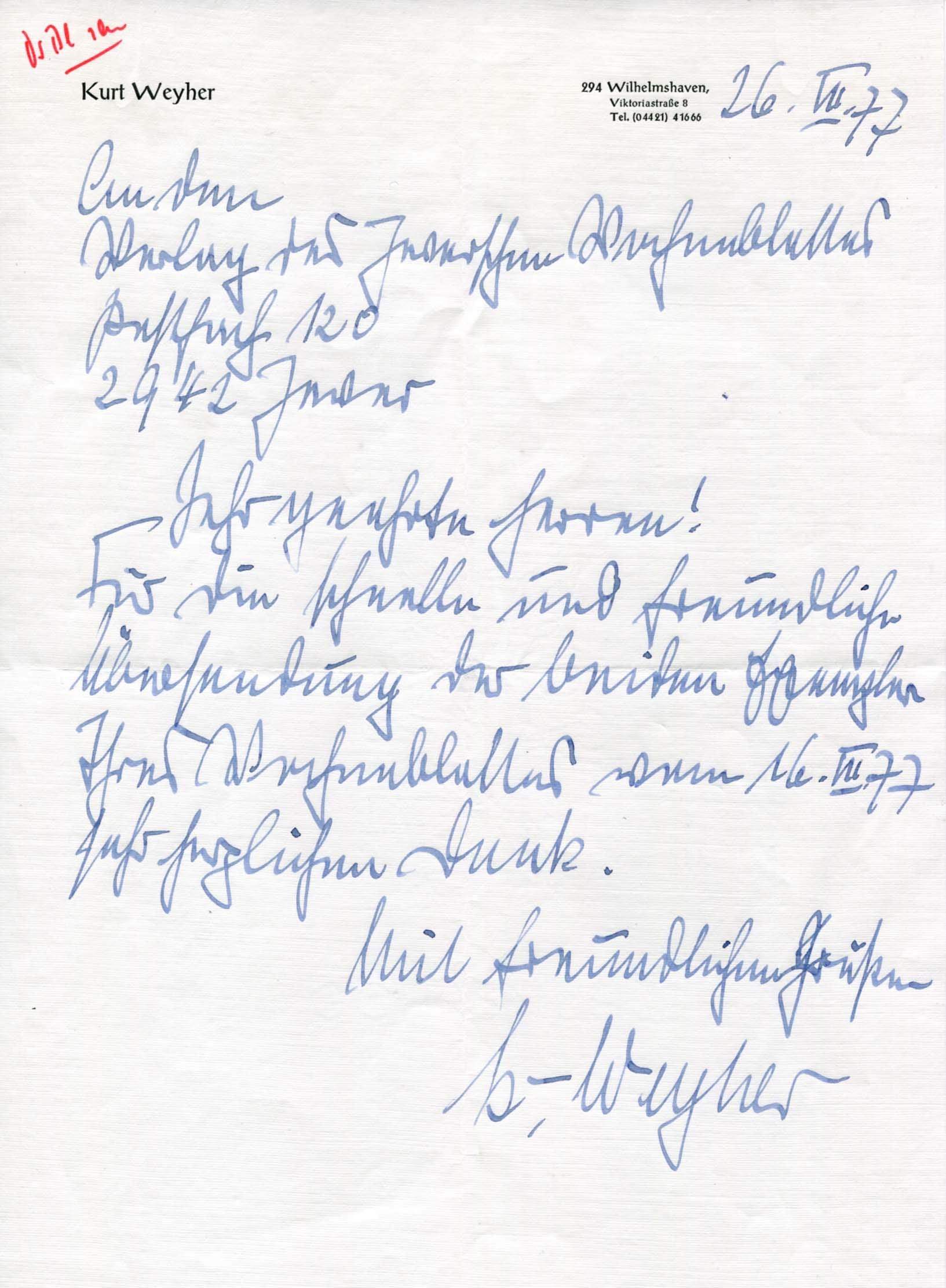 Weyher, Kurt autograph