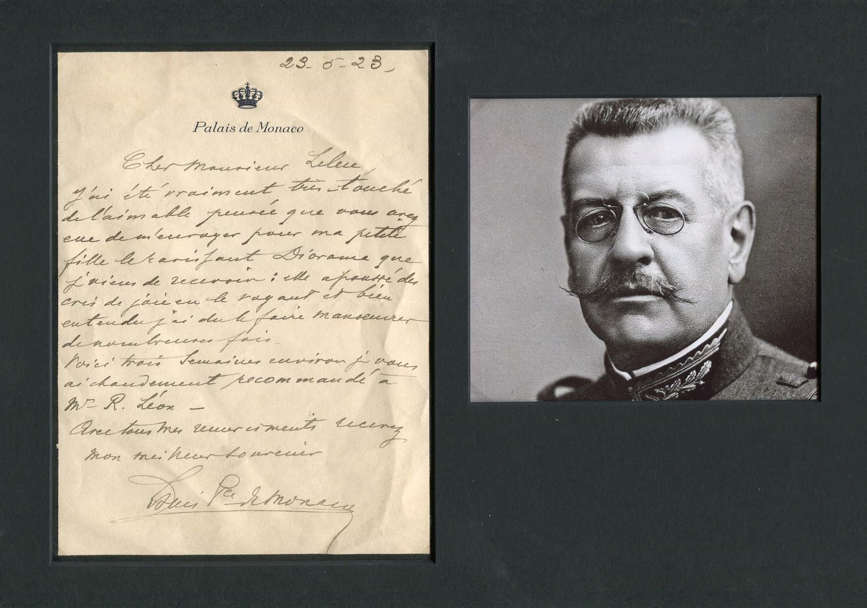 Louis II, Prince of Monaco autograph