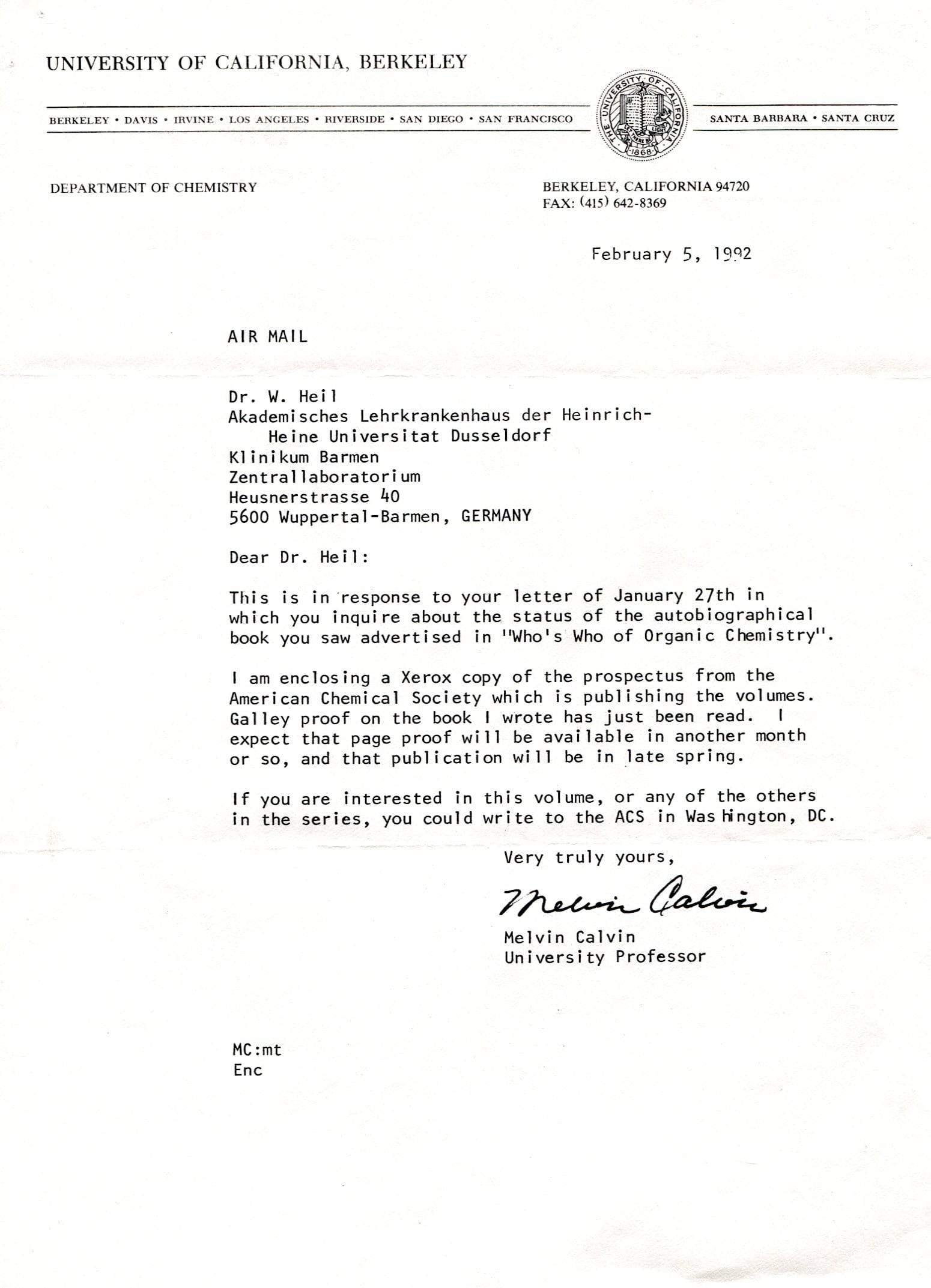 Calvin, Melvin autograph