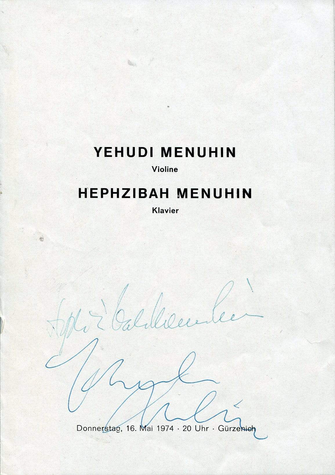 Hephzibah, Mstislav & Menuhin, Yehudi autograph