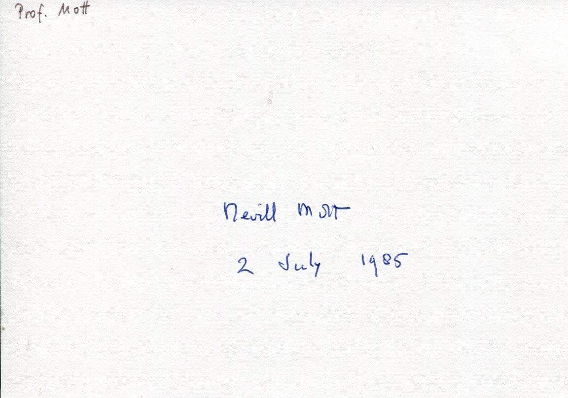 Mott, Nevill Francis autograph