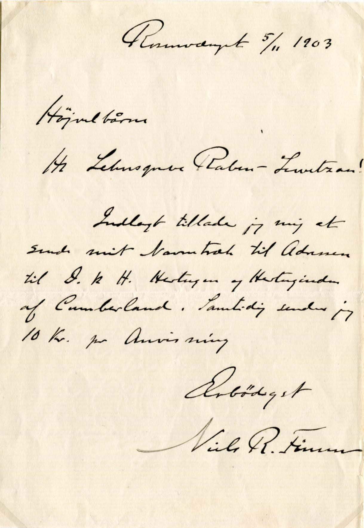 Finsen, Niels autograph