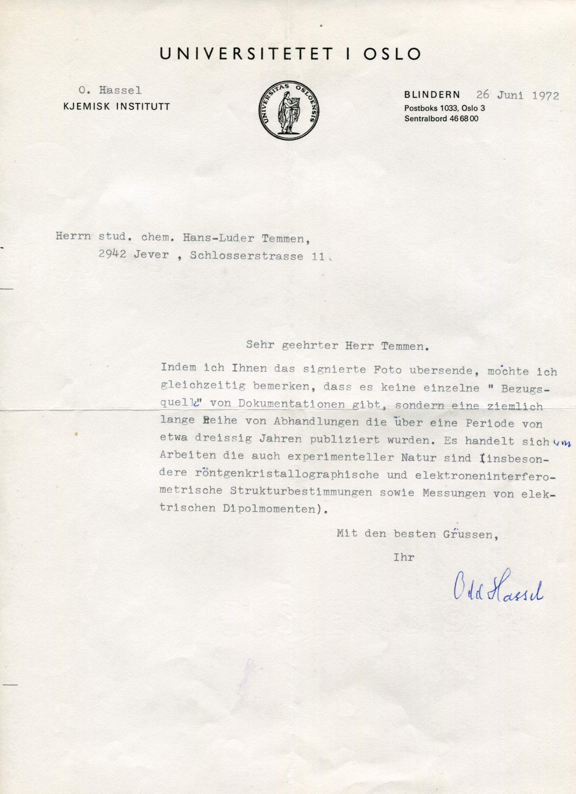 Hassel, Odd autograph