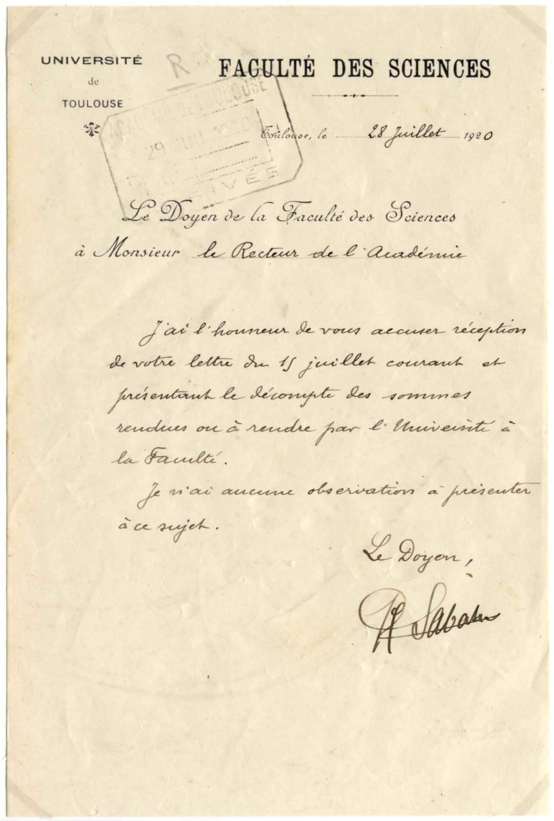 Sabatier, Paul autograph