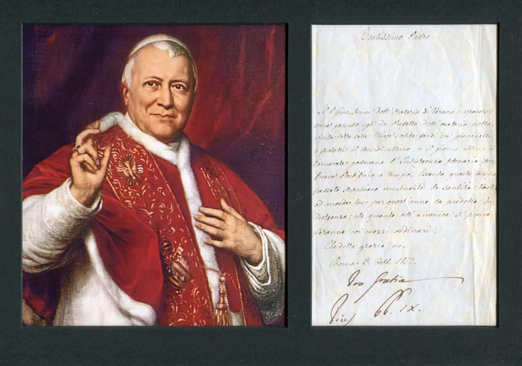 Pope Pius IX. Autograph