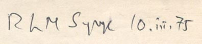 Richard Laurence Millington Synge Autograph Autogramm | ID 7302751027349