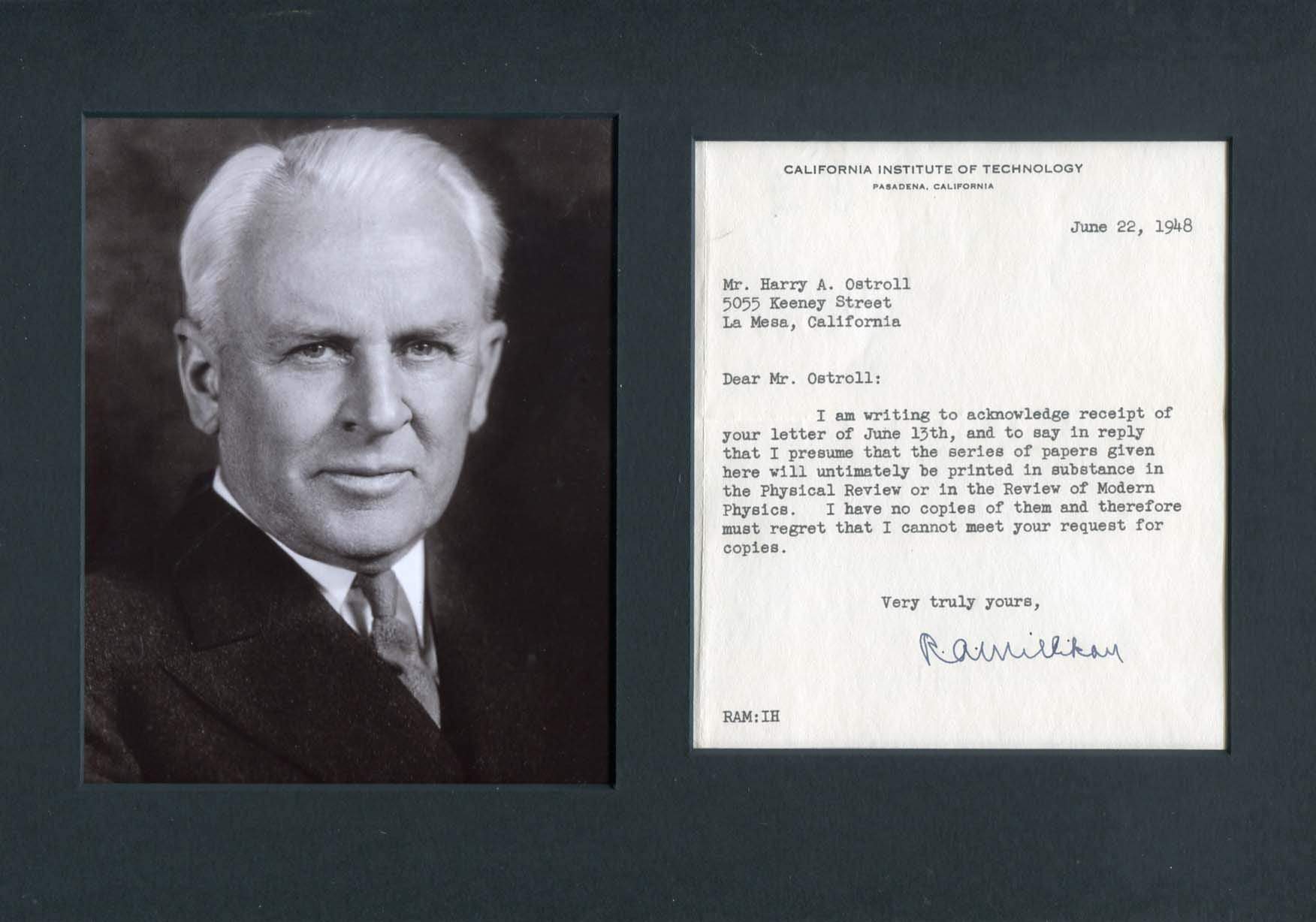 Millikan, Robert A. autograph