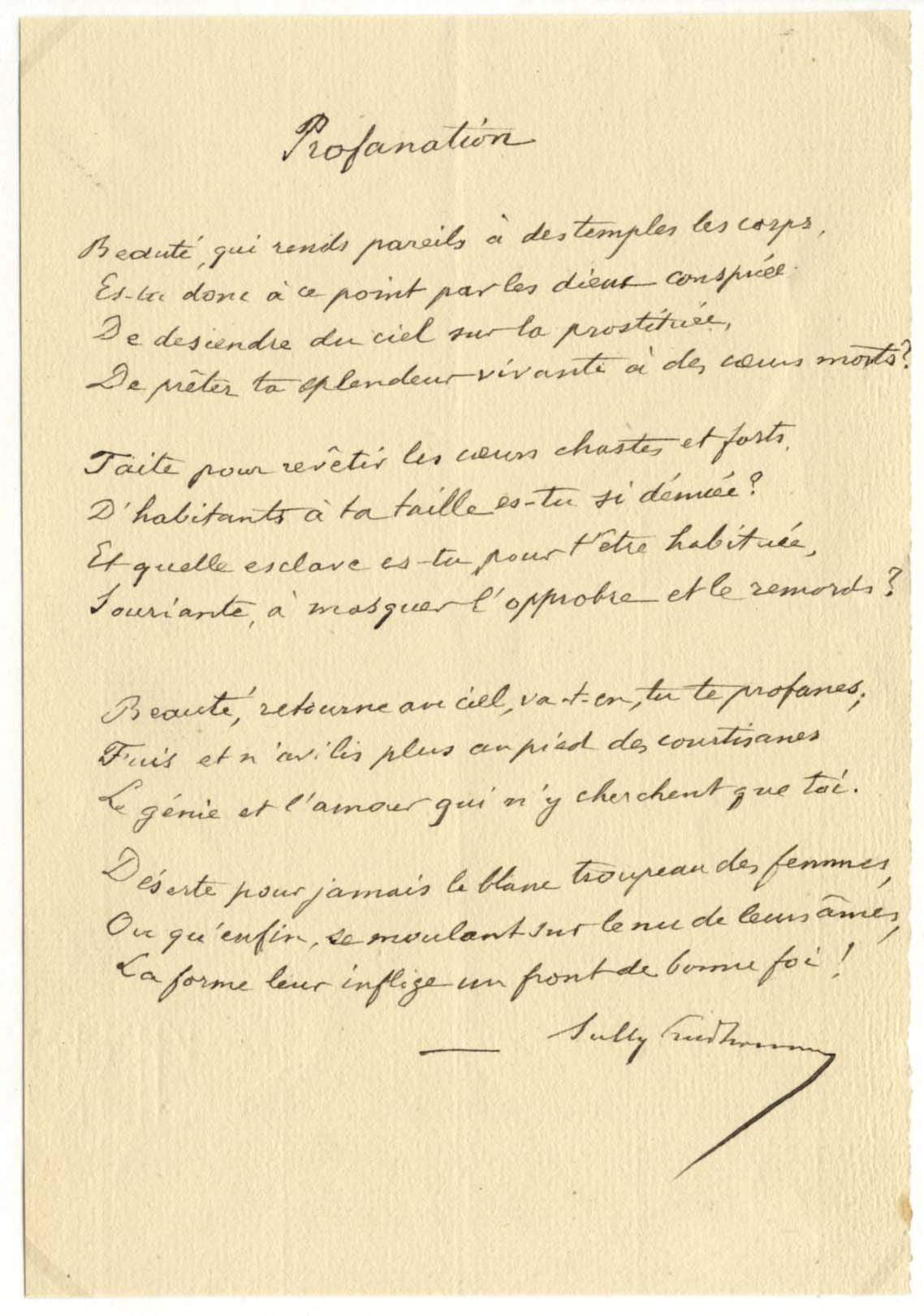 Prudhomme, Sully autograph