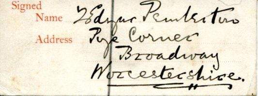 Edgar Pemberton, Thomas Edgar autograph