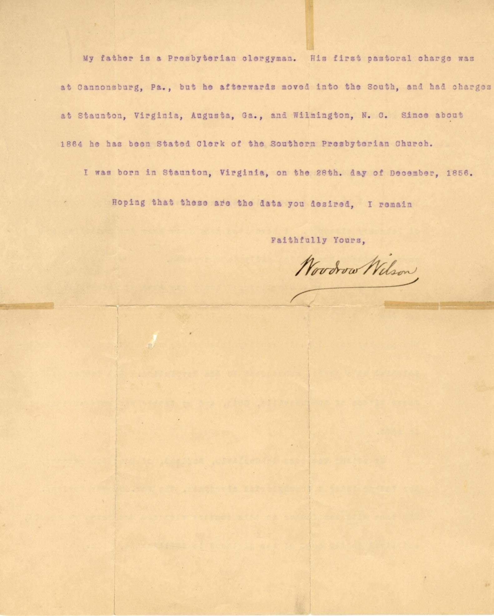 Wilson, Woodrow autograph