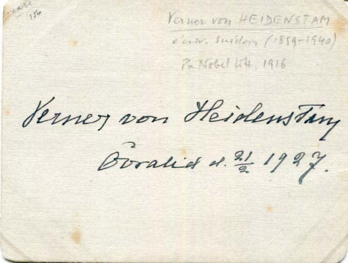 Verner von Heidenstam Autograph