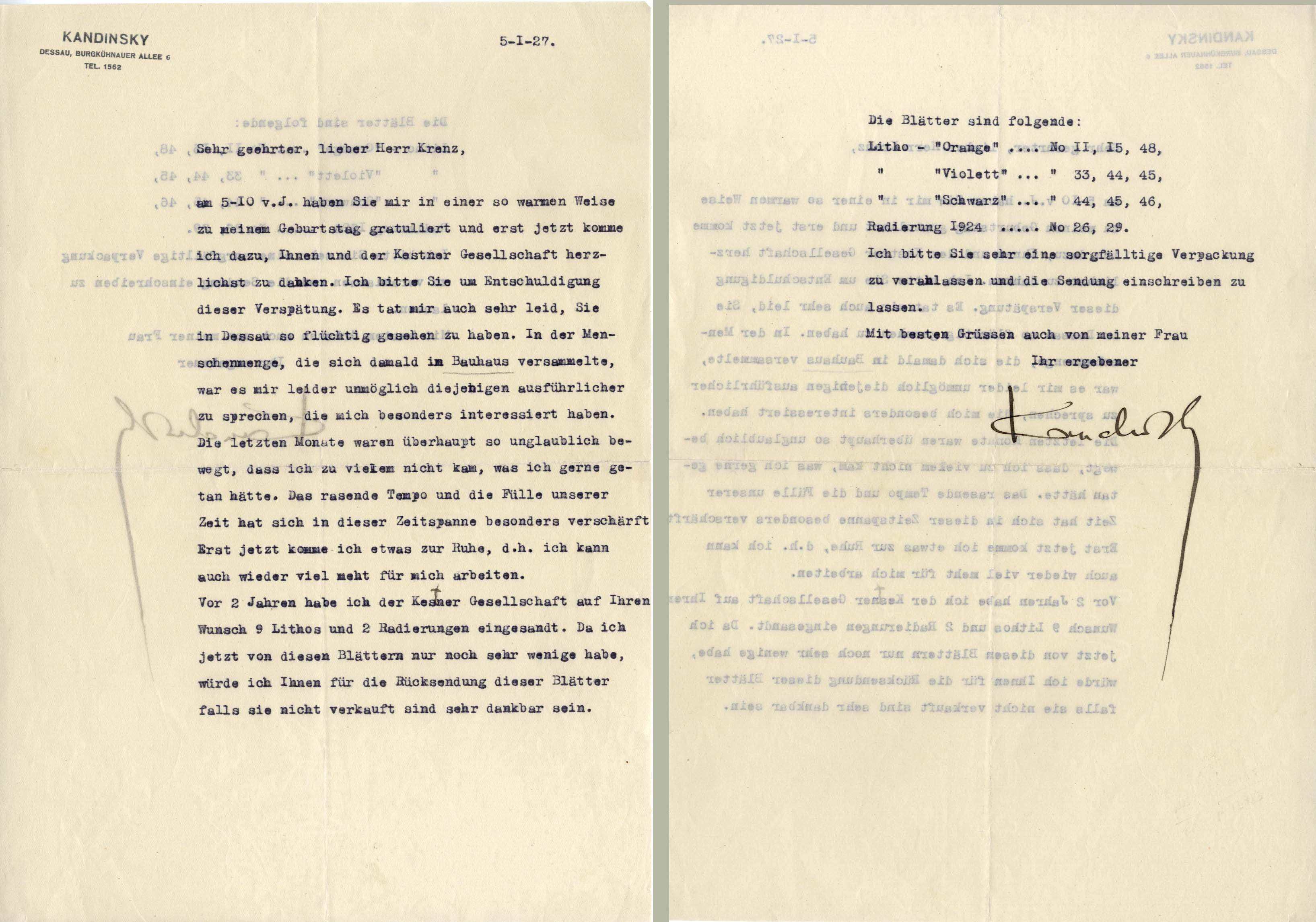 Kandinsky, Wassily autograph