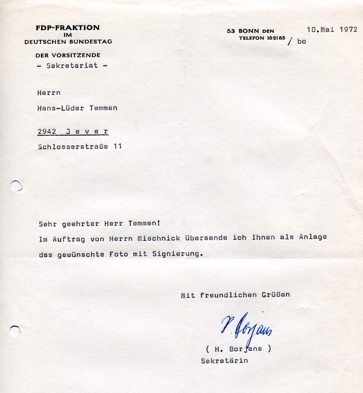 Mischnick, Wolfgang autograph