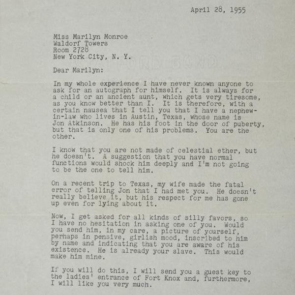 John Steinbeck's mysterious autograph request to Marilyn Monroe