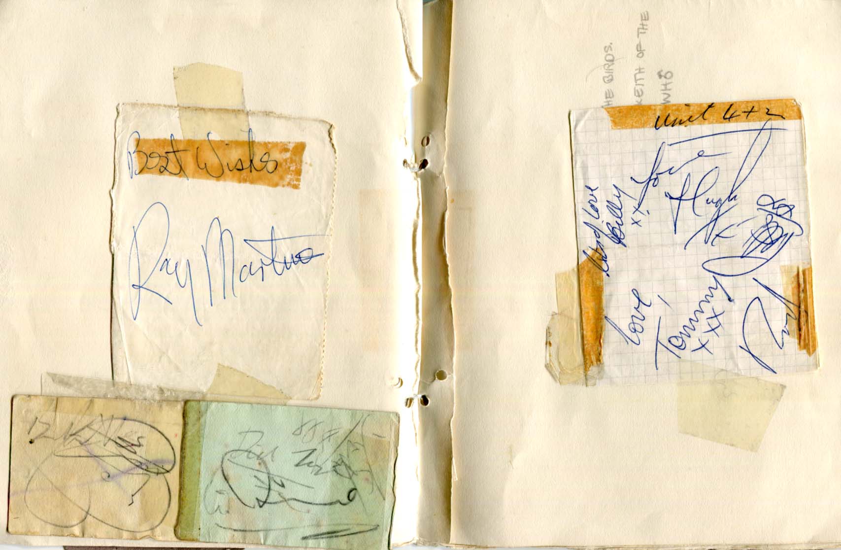 1960s Music autographs, homemade autograph book with signatures