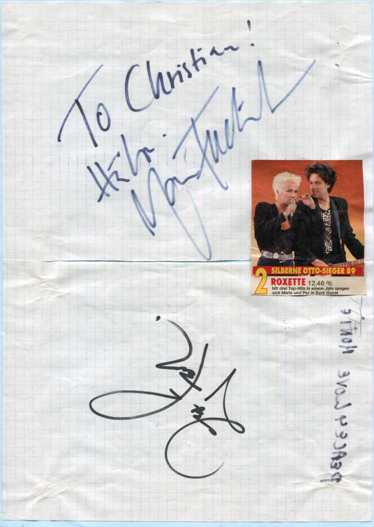  ROXETTE Autograph Autogramm | ID 14928485319037