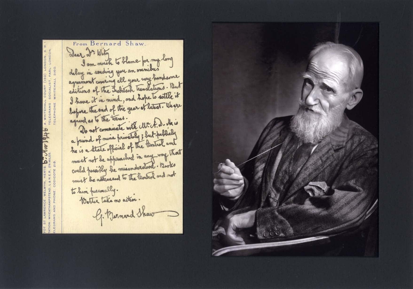 George Bernard Shaw Autograph Autogramm | ID 15034442678653