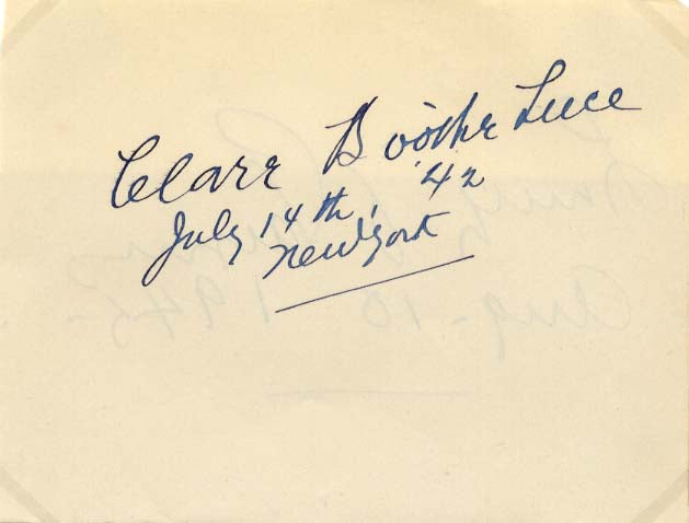 Clare Boothe Luce Autograph Autogramm | ID 15394962801021