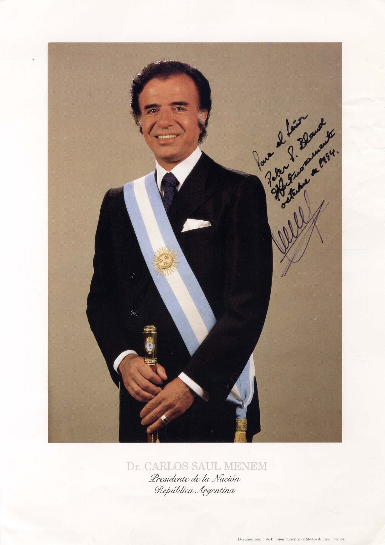 Carlos Menem Autograph