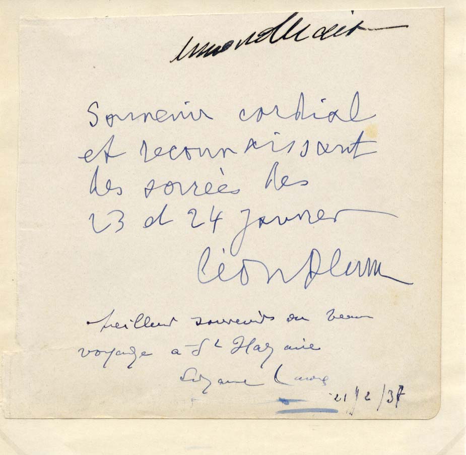 Leon Blum & Suzanne Lacore Autogramme