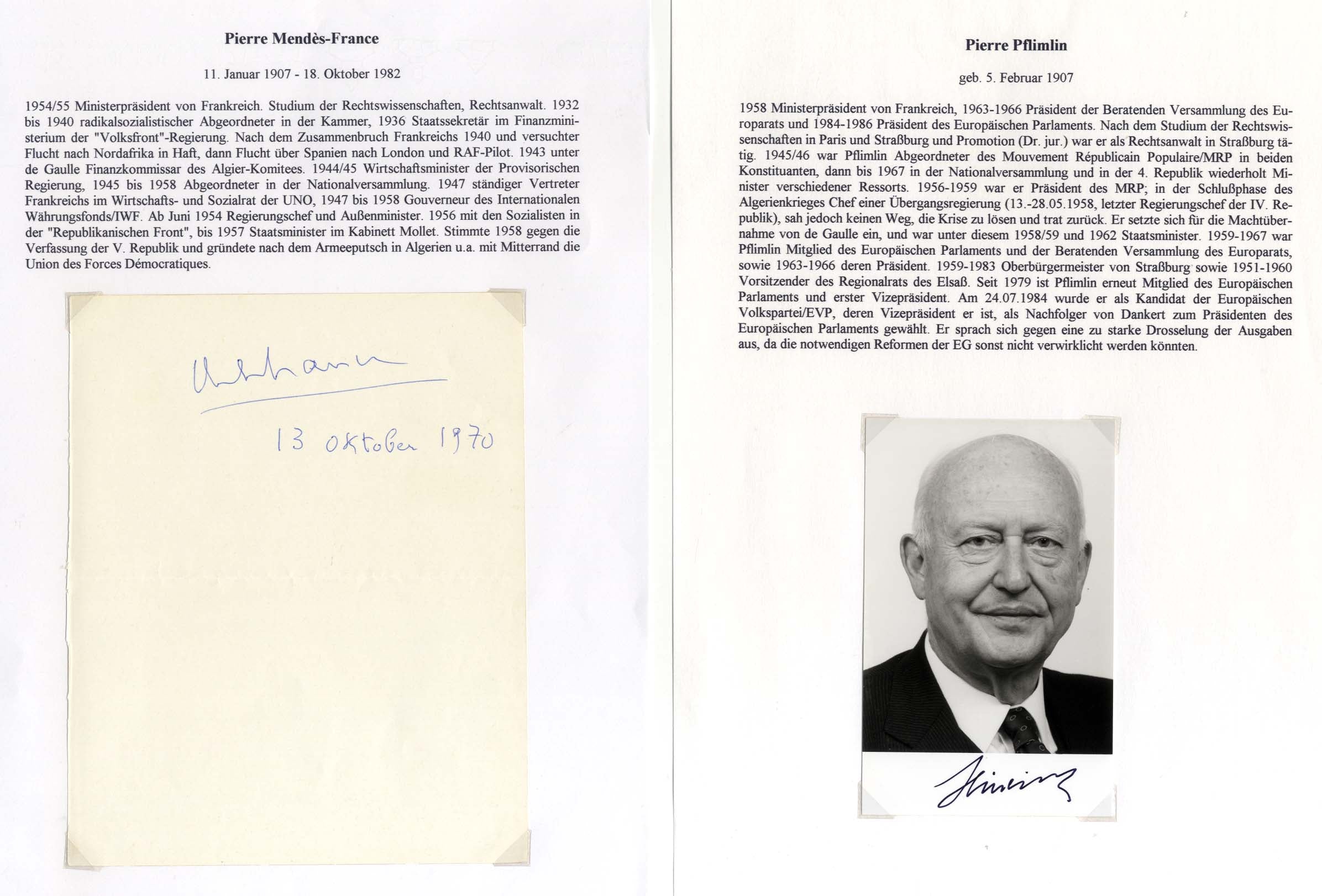 French Politicians Collection (26) Autographs